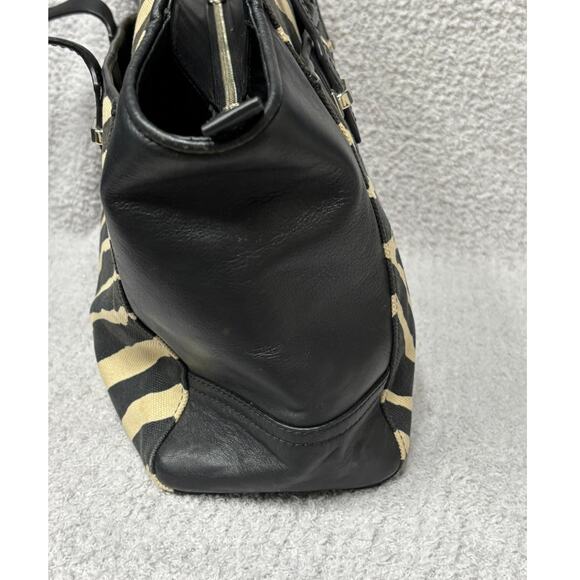 Coach Taylor Black Tan Zebra Print Canvas Satchel Purse F27009 #63833 - Picture 4 of 11